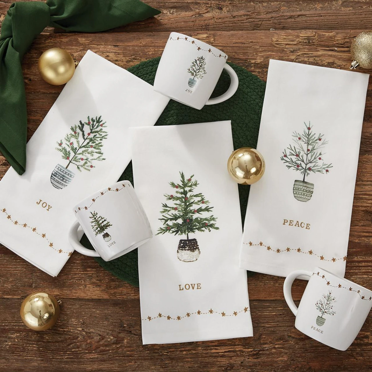 Rustic Christmas Love Dishtowels - Set Of 2 2 Rustic Christmas Love Dishtowels - Set Of 2 - Image 2