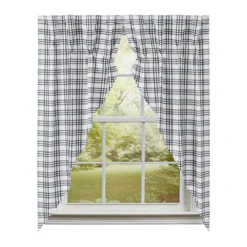 Sawyer Mill Black Plaid Prairie Gathered Curtains - 72x63