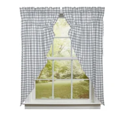 Sawyer Mill Blue Plaid Prairie Gathered Curtains - 72x63