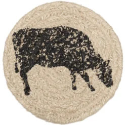 Sawyer Mill Charcoal Jute Coasters - Cow Set Of 6