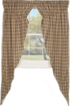 Sawyer Mill Charcoal Plaid Prairie Gathered Curtains - 72x84