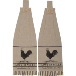 Sawyer Mill Charcoal Poultry Tab Towels - Set Of 2