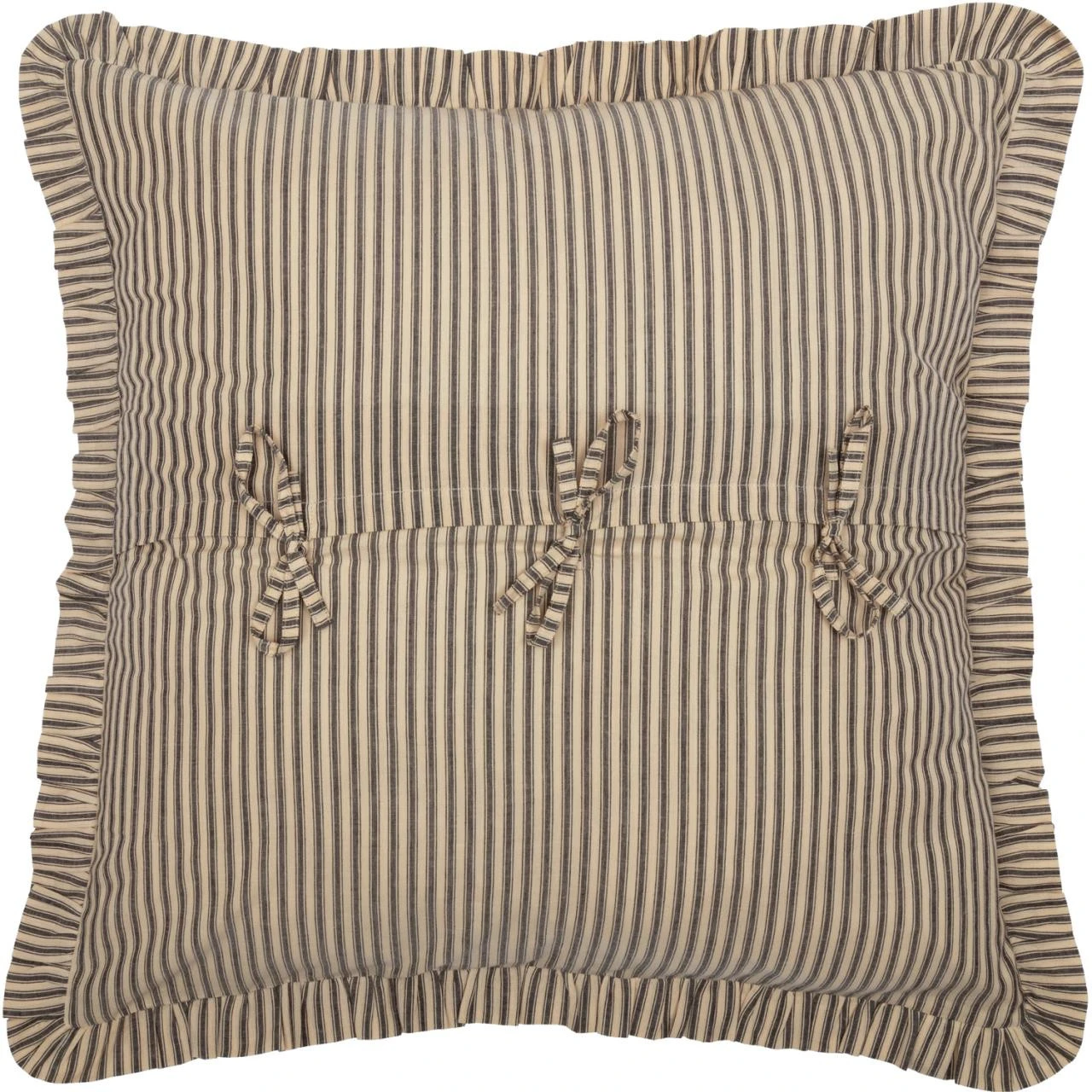 Sawyer Mill Charcoal Ticking Stripe Pillow Sham - Euro Fabric 3 Sawyer Mill Charcoal Ticking Stripe Pillow Sham - Euro Fabric - Image 3