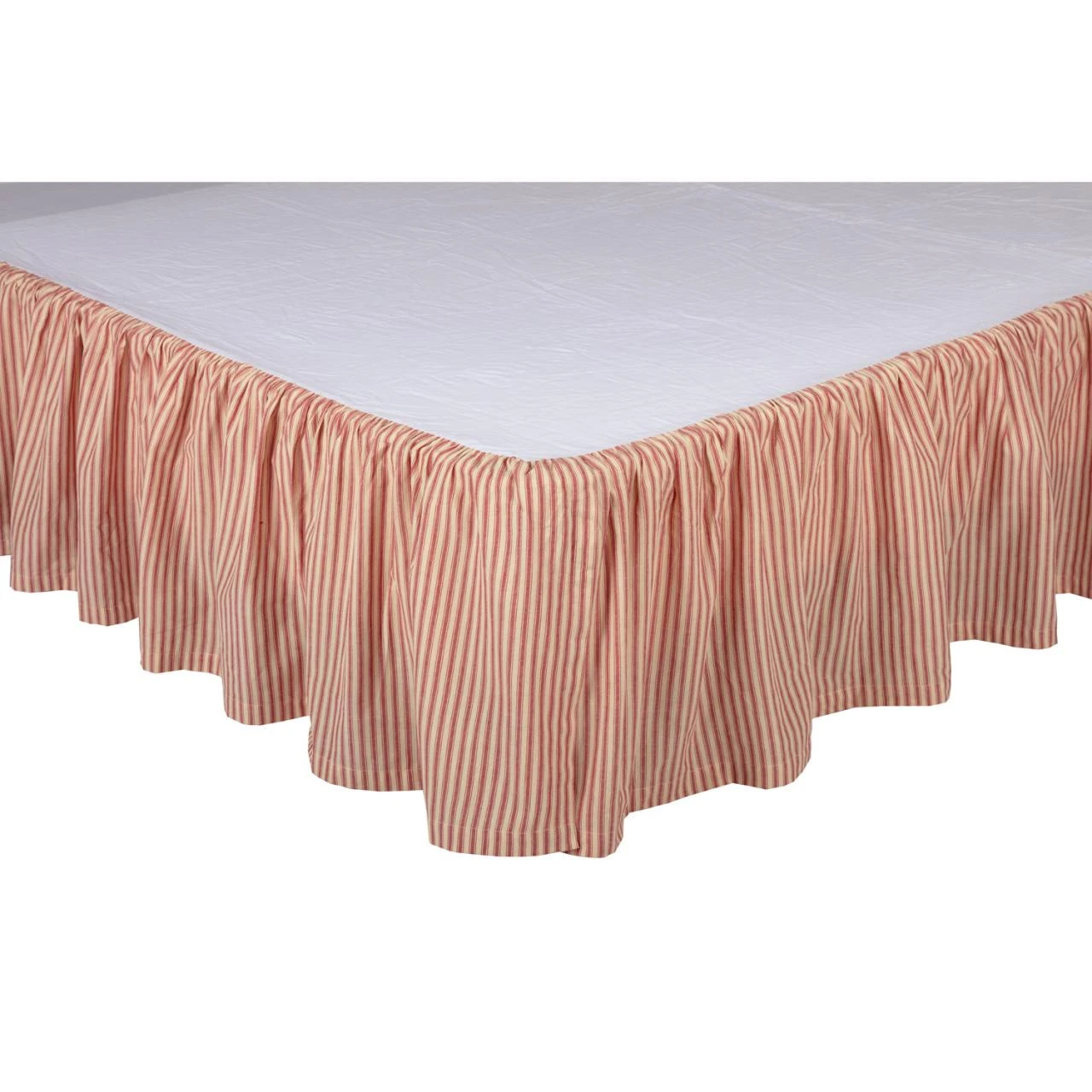 Sawyer Mill Red Ticking Stripe Bed Skirt 2 Sawyer Mill Red Ticking Stripe Bed Skirt - Image 2