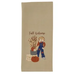 Scarecrow Welcome Appliqued Embroidered Dishtowels - Set Of 2