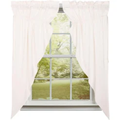 Simple Life Flax Antique White Prairie Gathered Curtains - 72x63