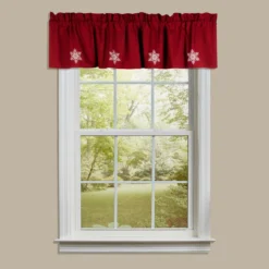 Snowflake Barn Red Valance - 72x15.5 6 Snowflake Barn Red Valance - 72x15.5 -Beautiful Decoration Snowflake Barn Red Valance 72x15 5 648558025764 image3 25758.1685642554