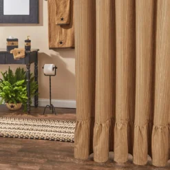 Sturbridge Black Ticking Shower Curtain - Ruffle