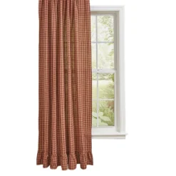 Sturbridge Wine Plaid Single Panel - Ruffle 56x84