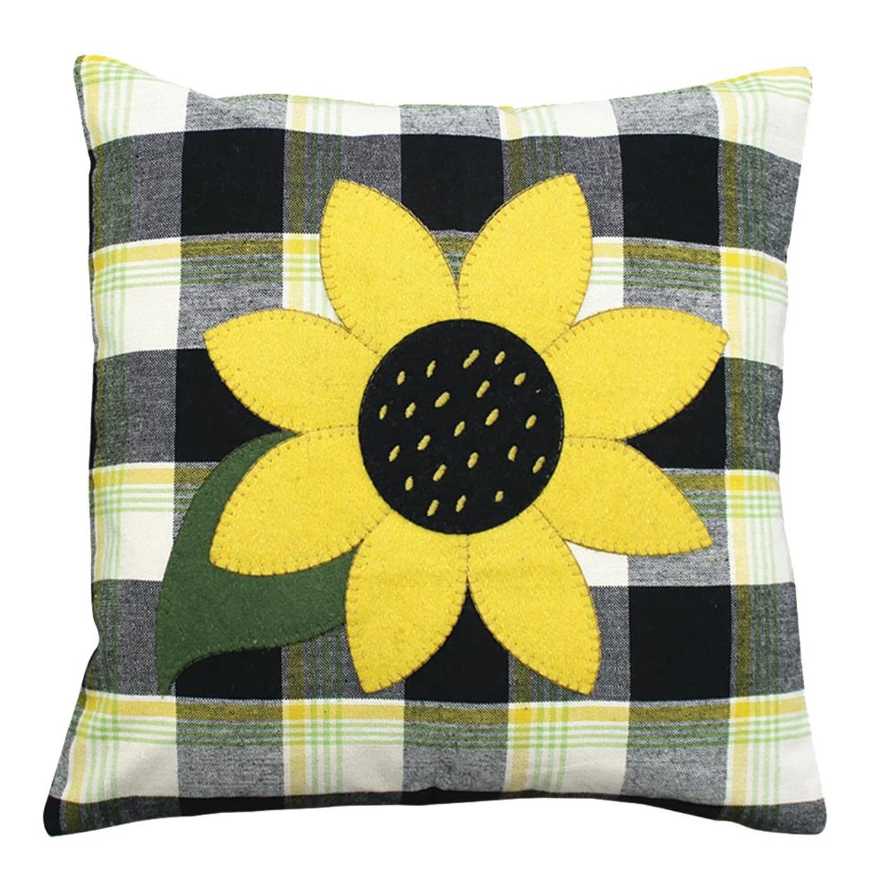 Sunflower Buffalo Check Buttermilk Pillow - Black 1 Sunflower Buffalo Check Buttermilk Pillow - Black