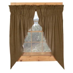 Tea Cabin Green Plaid Prairie Gathered Curtains - 72x63