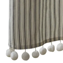 Ticking With Ball Fringe Shower Curtain -Beautiful Decoration Ticking With Ball Fringe Shower Curtain 762242040809 image3 19779.1674729074