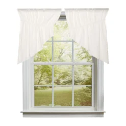 Tobacco Cloth Antique White Prairie Gathered Curtains - 72x36