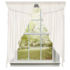 Tobacco Cloth Antique White Prairie Gathered Curtains - 72x63