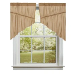Tobacco Cloth Khaki Prairie Gathered Curtains - 72x36
