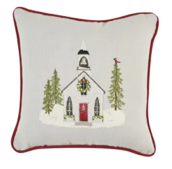 Town Square Church Embroidered Pillow - 10x10
