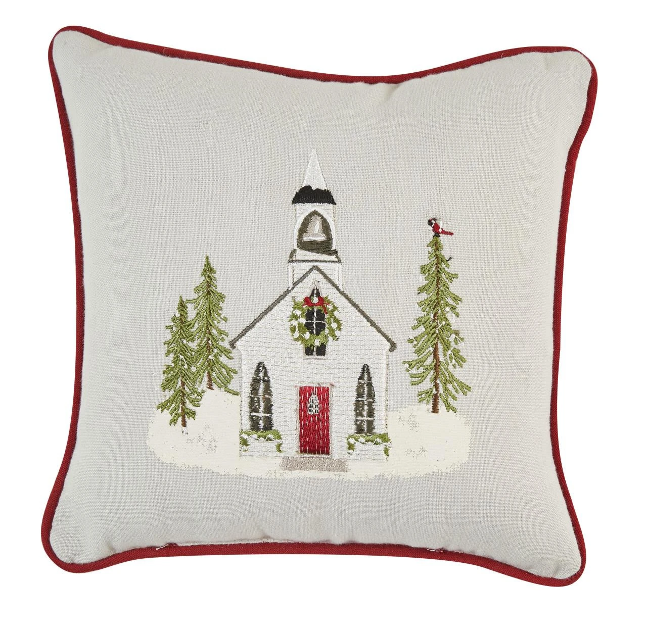 Town Square Church Embroidered Pillow - 10x10 1 Town Square Church Embroidered Pillow - 10x10