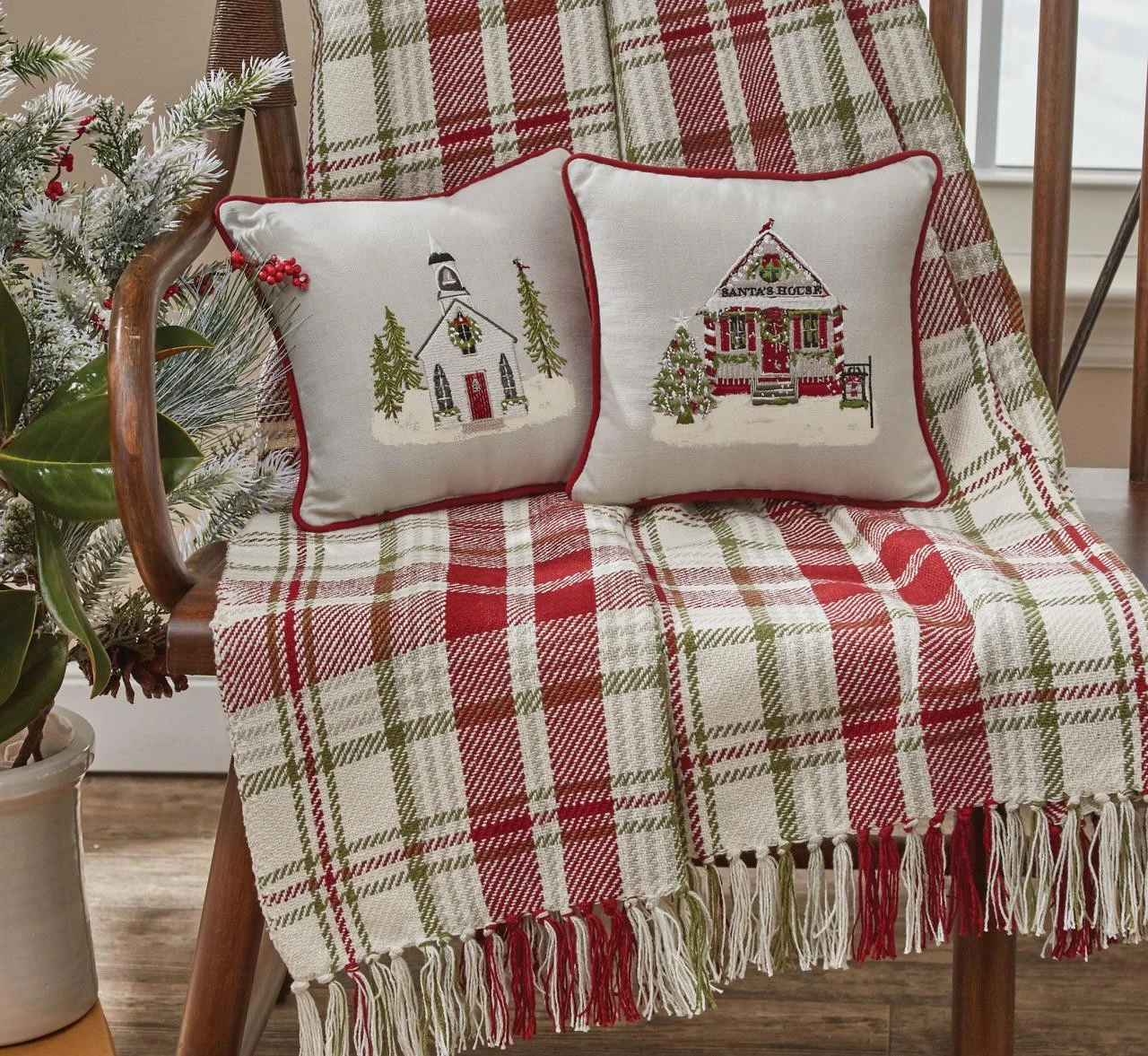 Town Square Church Embroidered Pillow - 10x10 2 Town Square Church Embroidered Pillow - 10x10 - Image 2