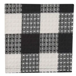 Wicklow Check Black & Cream Dishcloths - Set Of 6