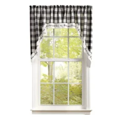 Wicklow Check Black & Cream Swags - Home 72x36