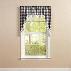 Wicklow Check Black & Cream Swags - Home 72x36 -Beautiful Decoration Wicklow Check Black Cream Swags Home 72x36 762242036543 image3 50365.1686068365