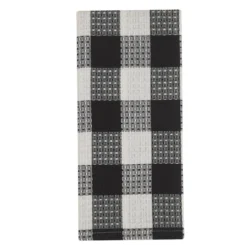 Wicklow Check Black & Cream Waffle Dishtowels - Set Of 3