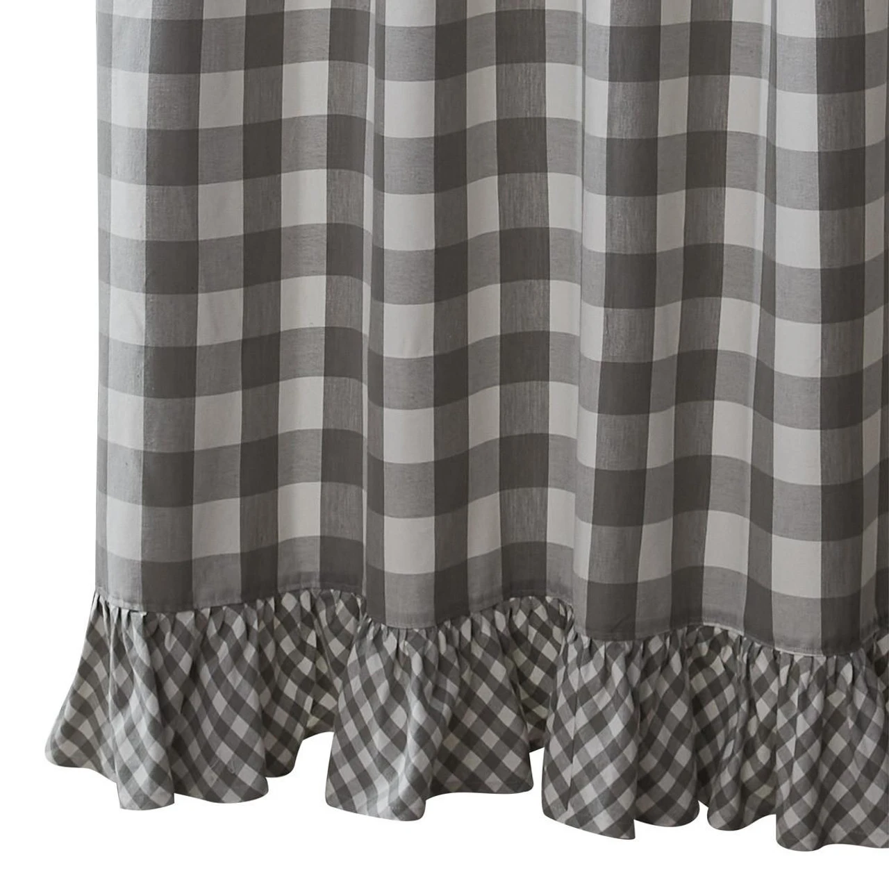 Wicklow Check Dove Shower Curtain - Ruffled 2 Wicklow Check Dove Shower Curtain - Ruffled - Image 2