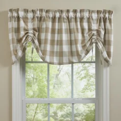 Wicklow Check Natural Valance - Farmhouse 60x20 -Beautiful Decoration Wicklow Check Natural Valance Farmhouse 60x20 762242022096 image3 69554.1689078690