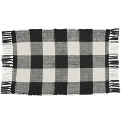 Wicklow Check Rag Rugs - Black & Cream