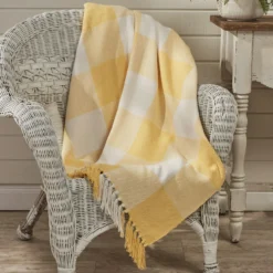 Wicklow Check Yellow Throw