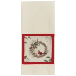 Wild & Beautiful Holiday Cardinal Patch Dishtowels - Set Of 2