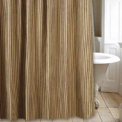 York Ticking Black Shower Curtain